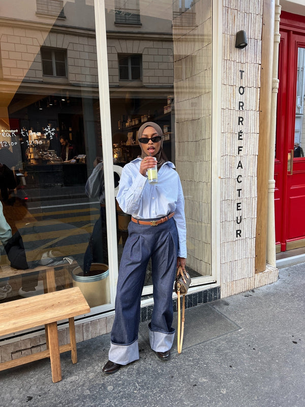 Pantalon Denim Bleu
